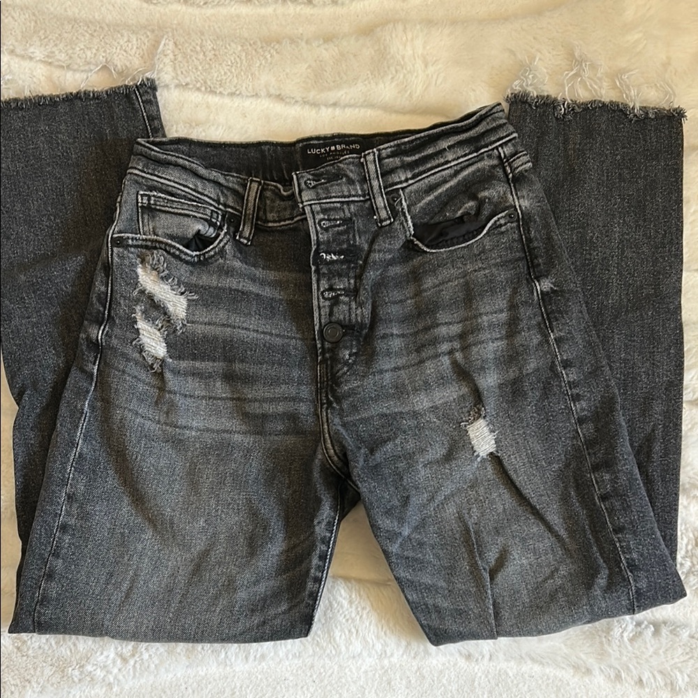 Lucky Brand Black Straight Leg Jeans with Modern Style